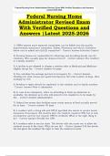 Test Bundle For Federal Nursing Home Administrator Exams With Verified Questions & Approved Answers &vert; Latest Updated &vert; Complete Study Guide