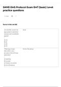 SNHD EMS Protocol Exam EMT &lpar;basic&rpar; Level practice questions Exam fully solved & updated &lpar;latest version verified for accuracy&rpar; &lpar;Questions &plus; Answers&rpar; Solved 100&percnt; Correct&excl;&excl;