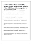 Class F License Georgia Exam &lpar;2025&rpar; UPDATE Verified Questions And Answers &vert; With 100&percnt; Correct Answers graded A&plus; Guaranteed Success&excl;&excl;