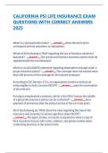 CALIFORNIA PSI LIFE INSURANCE EXAM QUESTIONS WITH CORRECT ANSWERS 2025