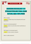 2025&sol;2026 SOCIOLOGY 101 STRAIGHTERLINE FINAL EXAM ACTUAL Q&A 100&percnt; PASS