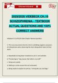 2025&sol;2026 VIDEBECK CH&period;16 SCHIZOPHRENIA &ndash; TEXTBOOK ACTUAL QUESTIONS AND 100&percnt; CORRECT ANSWERS