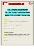 GRI CERTIFICATION EXAM ACTUAL 2025&sol;2026 QUESTIONS AND 100&percnt; CORRECT ANSWERS