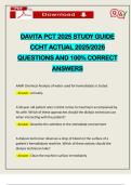 DAVITA PCT 2025 STUDY GUIDE CCHT ACTUAL 2025&sol;2026 QUESTIONS AND 100&percnt; CORRECT ANSWERS