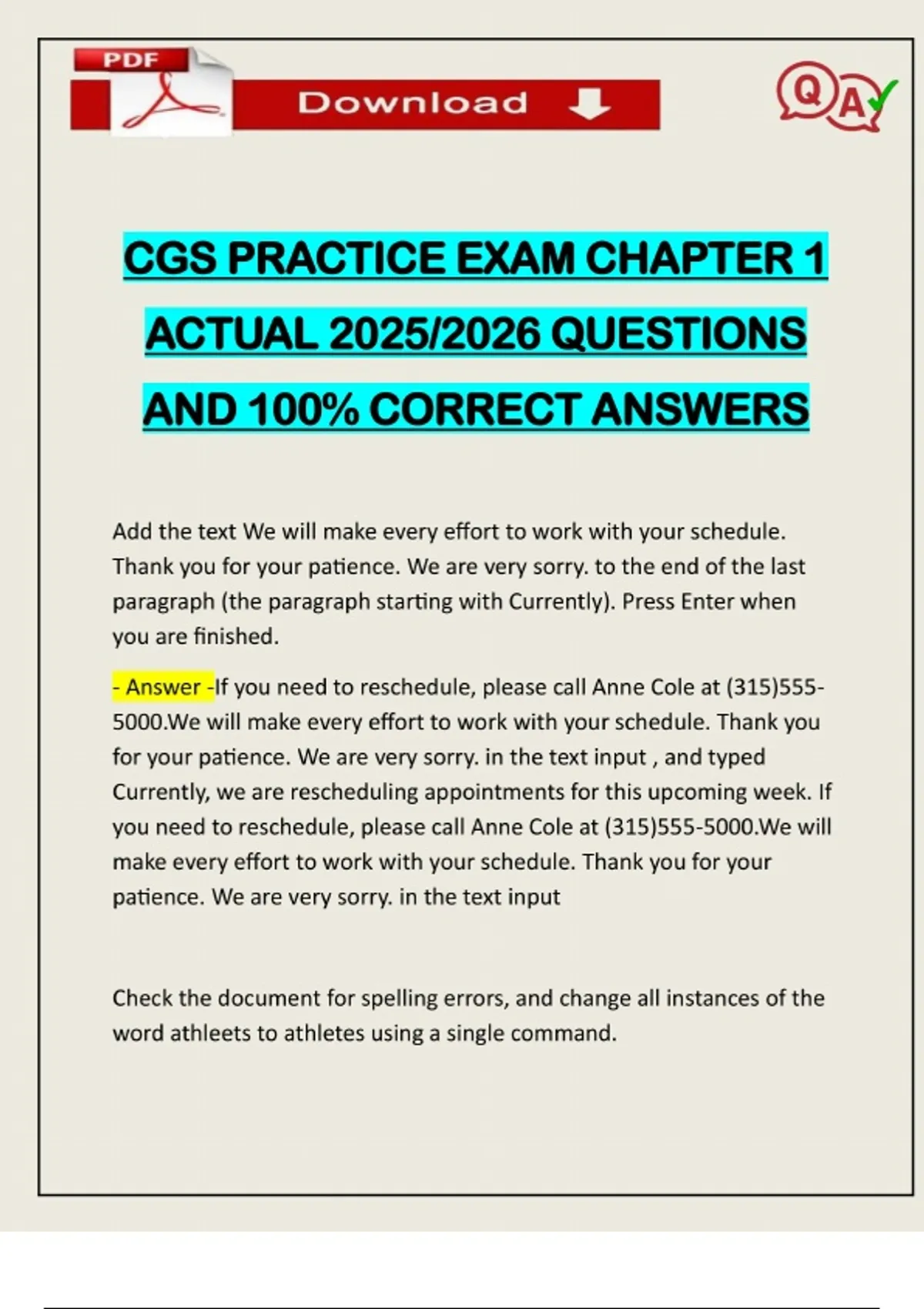 CGS PRACTICE EXAM CHAPTER 1 ACTUAL 2025/2026 QUESTIONS AND 100% CORRECT ...