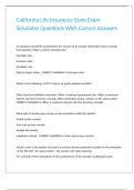 California Life Insurance State Exam Simulator Questions With Correct Answers 