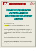 REAL ESTATE RHODE ISLAND LAW ACTUAL 2025&sol;2026 QUESTIONS AND 100&percnt; CORRECT ANSWERS