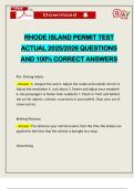 RHODE ISLAND PERMIT TEST ACTUAL 2025&sol;2026 QUESTIONS AND 100&percnt; CORRECT ANSWERS