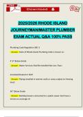 2025&sol;2026 RHODE ISLAND JOURNEYMAN&sol;MASTER PLUMBER EXAM ACTUAL Q&A 100&percnt; PASS