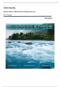 TEST BANK FOR Business Ethics&colon; Ethical Decision Making and Cases 10th Edition by O&period; C&period; Ferrell &comma; ISBN&colon; 9781285423715 &vert;Chapter 1-12&vert; Questions with Verified Answers&comma; Guide A&plus;