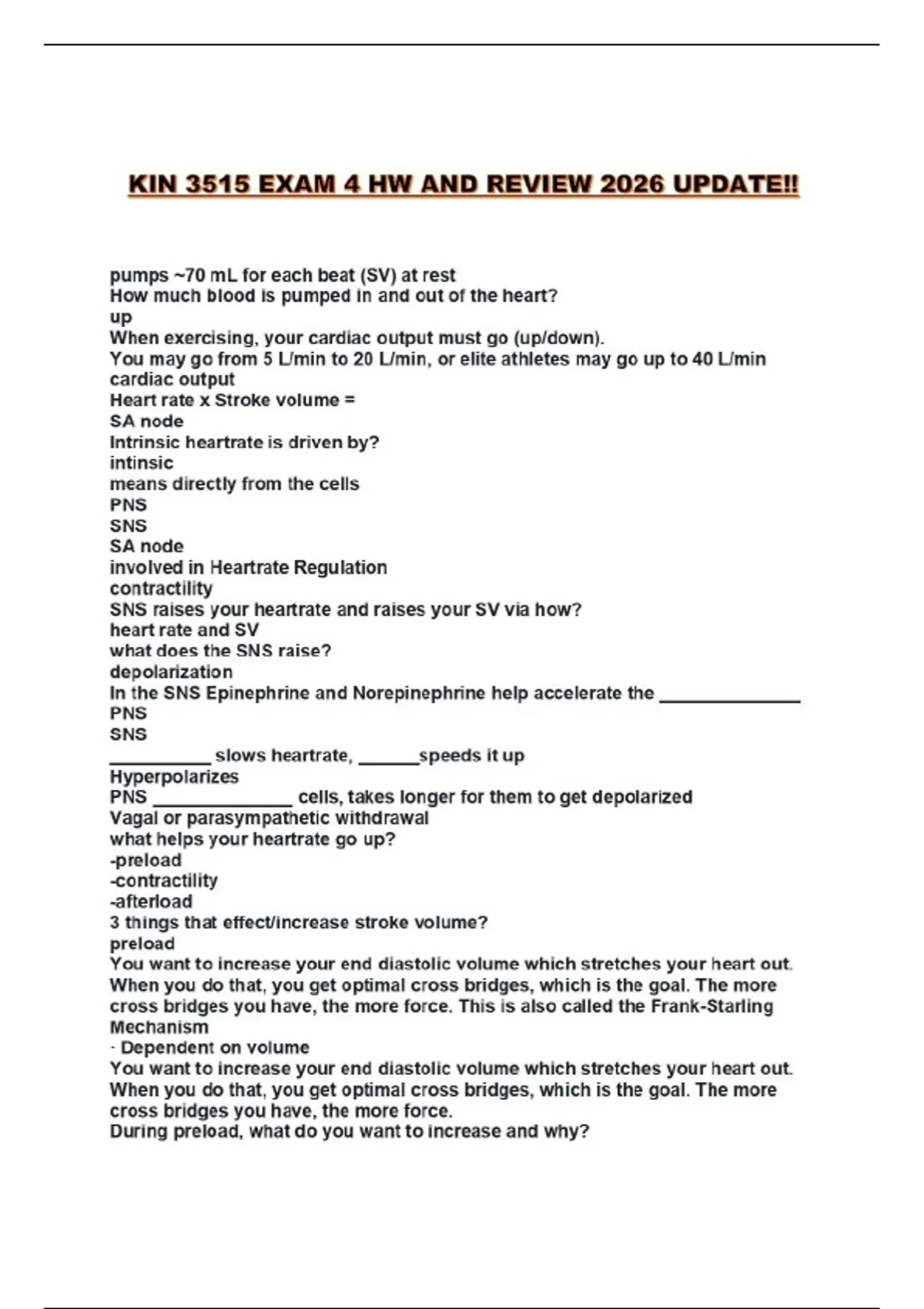 KIN 3515 EXAM 4 HW AND REVIEW 2026 UPDATE!! - KIN 3515 - Stuvia US