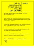 NUR 105 - ESSENTIALS OF NURSING CARE&colon; HEALTH DIFFERENCES QUESTIONS AND ANSWERS 2025