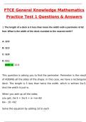 FTCE General Knowledge Mathematics practice test 1 Latest 2025 Actual Questions and Verified Answers &lpar;2025 &sol; 2026&rpar; A&plus; Grade 100&percnt; Guarantee Verified by Experts