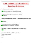 FTCE Subject Area K-6 Science Latest 2025 Actual Questions and Verified Answers &lpar;2025 &sol; 2026&rpar; A&plus; Grade 100&percnt; Guarantee Verified by Experts