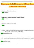 Chemistry End of Semester B Final Exam Review Latest 2025 Actual Questions and Verified Answers &lpar;2025 &sol; 2026&rpar; A&plus; Grade 100&percnt; Guarantee Verified by Experts