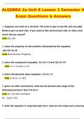 Algebra 2a Unit 8 Lesson 2 End of Semester A Exam Latest 2025 Actual Questions and Verified Answers &lpar;2025 &sol; 2026&rpar; A&plus; Grade 100&percnt; Guarantee Verified by Experts