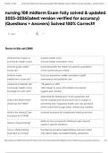 nursing 108 midterm Exam fully solved & updated 2025-2026&lpar;latest version verified for accuracy&rpar; &lpar;Questions &plus; Answers&rpar; Solved 100&percnt; Correct&excl;&excl;