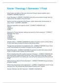 Xavier Theology 1 Semester 1 Final  Questions and Answers Best rated A&plus; Guaranteed Success Latest Update