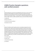 CNRN Practice Samples questions with verified answers