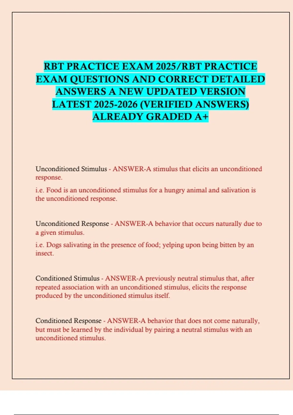 RBT PRACTICE EXAM 2025/RBT PRACTICE EXAM QUESTIONS AND CORRECT DETAILED ...