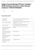 Rutgers General Biology 115 Exam 1 &lpar;updated 2025&rpar; Questions & Answers &vert; Latest Already Graded A&plus; UPDATE 2025&vert;2026