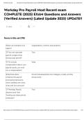Workday Pro Payroll Most Recent exam COMPLETE &lpar;2025&rpar; EXAM Questions and Answers &lpar;Verified Answers&rpar; &lpar;Latest Update 2025&rpar; UPDATE&excl;&excl;