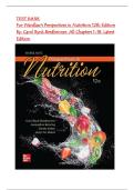 Test Bank For Wardlaw's Perspectives in Nutrition 12th Edition By&colon; Carol Byrd-Bredbenner&period; All Chapters 1-18&period; Latest Edition
