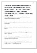 ATHLETIC BODY IN BALANCE COURSE OVERVIEW AND EXAM GUIDE EXAM WITH CORRECT ACTUAL QUESTIONS AND CORRECTLY WELL DEFINED ANSWERS LATEST ALREADY GRADED A&plus; 2025 &ndash; 2026