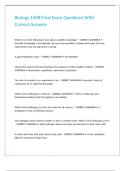 Biology 1408 Final Exam Questions With Correct Answers 