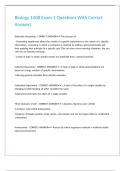 Biology 1408 Exam 1 Questions With Correct Answers