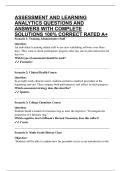 ASSESSMENT AND LEARNING ANALYTICS QUESTIONS AND ANSWERS WITH COMPLETE SOLUTIONS 100&percnt; CORRECT RATED A&plus;