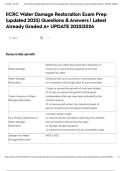 IICRC Water Damage Restoration Exam Prep &lpar;updated 2025&rpar; Questions & Answers &vert; Latest Already Graded A&plus; UPDATE 2025&vert;2026