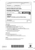Pearson Edexcel a level politics&sol;question paper &sol;2025&sol;9PL0&sol;01