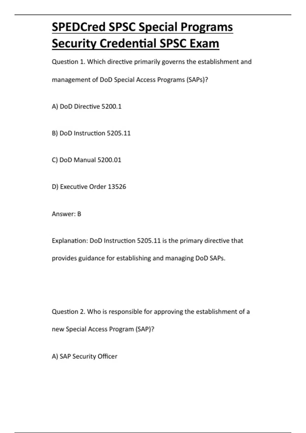 Spsc Software SPEDCred SPSC Special Programs Security Credential SPSC Exam - Computer ...