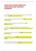 APEA EENT EXAM COMPLETE QUESTIONS AND VERIFIED ANSWERS