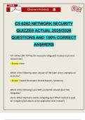 CS 6262 NETWORK SECURITY QUIZZES ACTUAL 2025&sol;2026 QUESTIONS AND 100&percnt; CORRECT ANSWERS