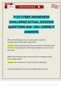 FY25 CYBER AWARENESS CHALLENGE ACTUAL 2025&sol;2026 QUESTIONS AND 100&percnt; CORRECT ANSWERS