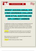 NEWEST 2025&sol;2026 ANNUAL DOD CYBER AWARENESS CHALLENGE EXAM ACTUAL QUESTIONS AND 100&percnt; CORRECT ANSWERS