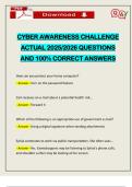 PACKAGE DEAL&colon;&colon;&colon; CYBER AWARENESS CHALLENGE EXAMS ACTUAL 2025&sol;2026 Q&A 100&percnt; PASS