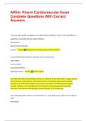 APEA- Pharm Cardiovascular Exam Complete Questions With Correct Answers