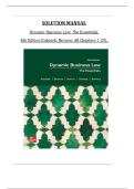 Instructor Manual for Dynamic Business Law: The Essentials (6th Edition – Kubasek) – Complete Guide | 2025 | GRADED A+