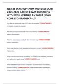 NR 546 PSYCHOPHARM MIDTERM EXAM  2025-2026  LATEST EXAM QUESTIONS  WITH WELL VERIFIED ANSWERS &lpar;100&percnt;  CORRECT&rpar; GRADED A&plus; &sol;&sol; 
