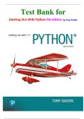 Test Bank for Starting Out With Python 6th Edition by Tony Gaddis