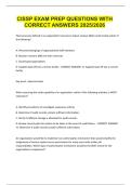 CISSP Exams Questions with 100&percnt; Correct Answers &vert; Latest Version &lpar;2025&sol;2026&rpar; Expert Verified