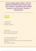 Exam 2 Study guide: NR327 / NR 327  Maternal Child Nursing (Latest 2026 /  2027 Update) | Questions and Verified  Answers | 100% Correct | Grade A -  Chamberlain