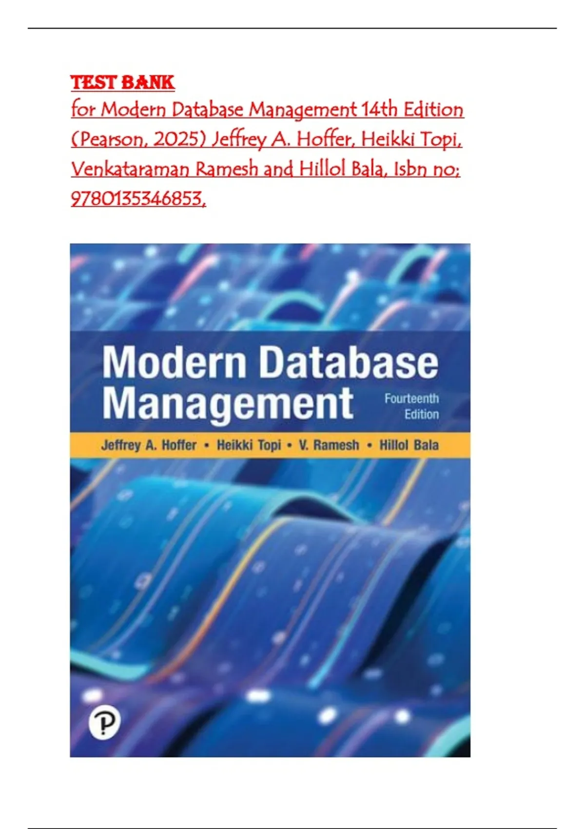 Test Bank for Modern Database Management 14th Edition (Pearson, 2025 ...