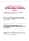 ACAMS Chapter 3&colon; Anti-Money  Laundering&sol;CounterACAMS Chapter 3&colon; Anti-Money  Laundering&sol;Counter Terrorist Financing  Compliance Programs Exam Questions and  Answers 