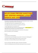 NCLEX Exam Preview Questions and Verified Answers &lpar;2025&sol;2026&rpar; &ndash; Complete Nursing Review Package