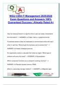 C954 IT Management Exam Questions &lpar;100&plus;&rpar; &vert; ITIL&comma; CRM&comma; ERP&comma; Cloud&comma; Security&comma; SDLC&comma; Project Tools &vert; WGU Final Review &ndash; 2025&sol;2026 &vert; Business IT&comma; Project Management&comma; Tech Leadership &vert; Western Governors University