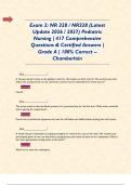 Exam 2&colon; NR 328 &sol; NR328 &lpar;Latest Update 2026 &sol; 2027&rpar; Pediatric Nursing &vert; 417 Comprehensive Questions & Certified Answers &vert; Grade A &vert; 100&percnt; Correct &ndash; Chamberlain     